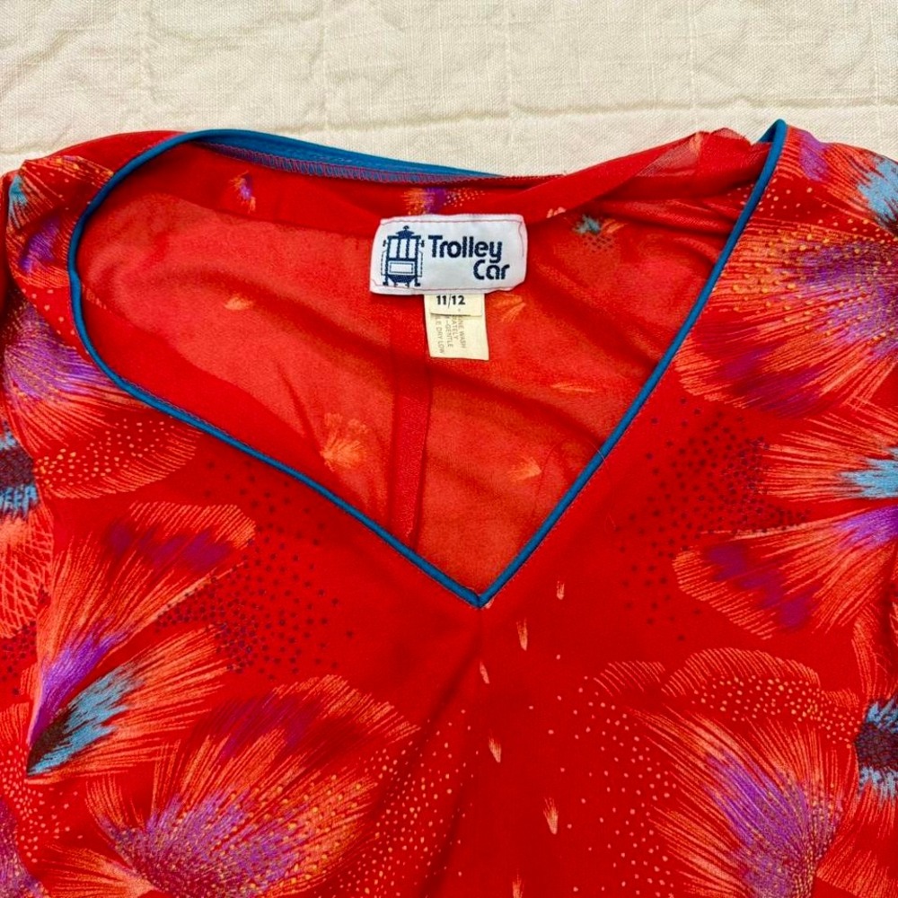 Vintage Trolley Car Sheer Floral Dress – Women's S/M - Picture 5 of 7